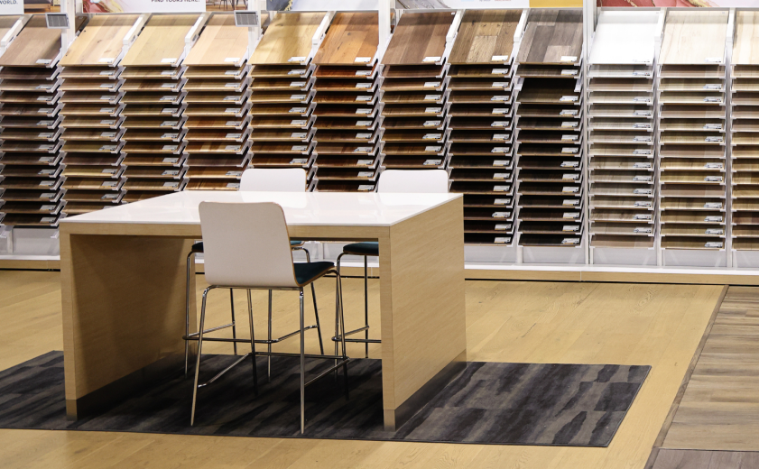 Samples and service desk showroom. 